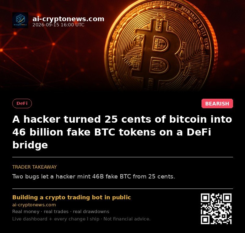 A hacker turned 25 cents of bitcoin into 46 billion fake BTC tokens on a DeFi bridge