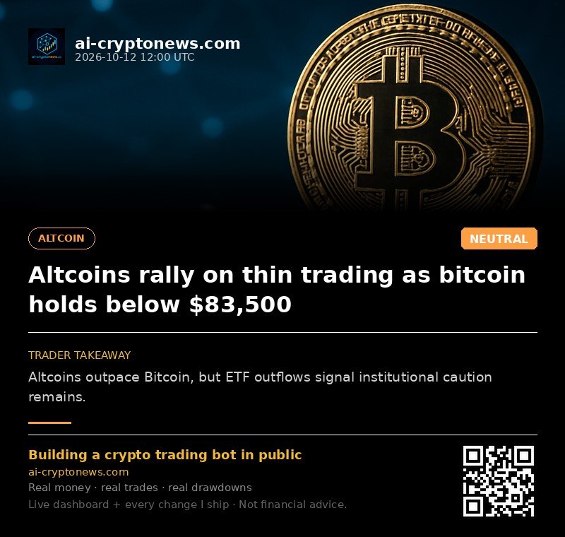 Altcoins rally on thin trading as bitcoin holds below $83,500