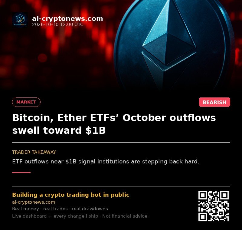 Bitcoin, Ether ETFs’ October outflows swell toward $1B