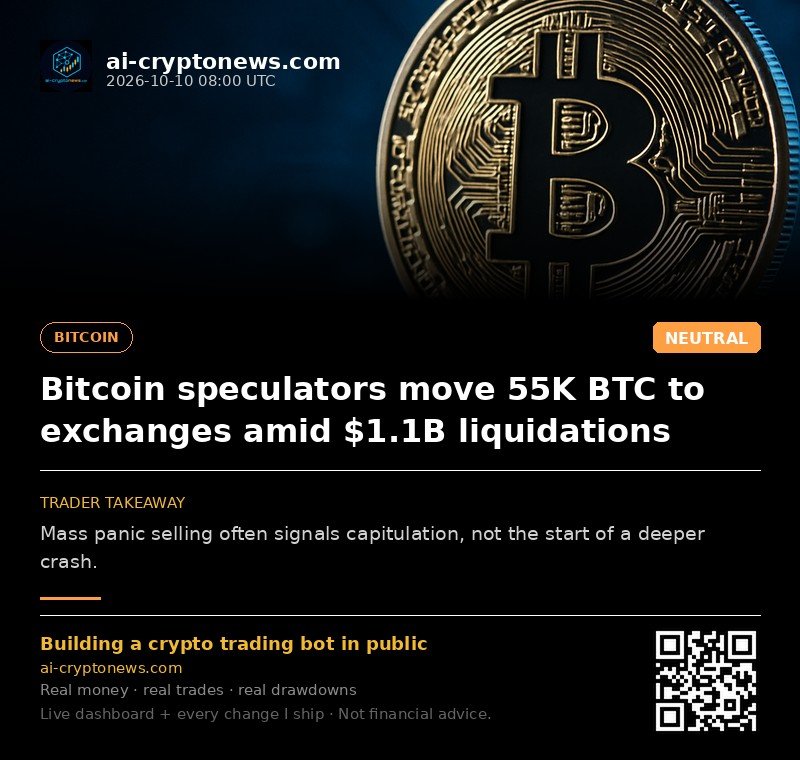 Bitcoin speculators move 55K BTC to exchanges amid $1.1B liquidations