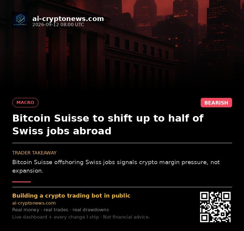 Bitcoin Suisse to shift up to half of Swiss jobs abroad