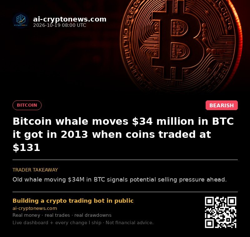 Bitcoin whale moves $34 million in BTC it got in 2013 when coins traded at $131