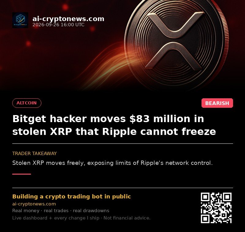 Bitget hacker moves $83 million in stolen XRP that Ripple cannot freeze