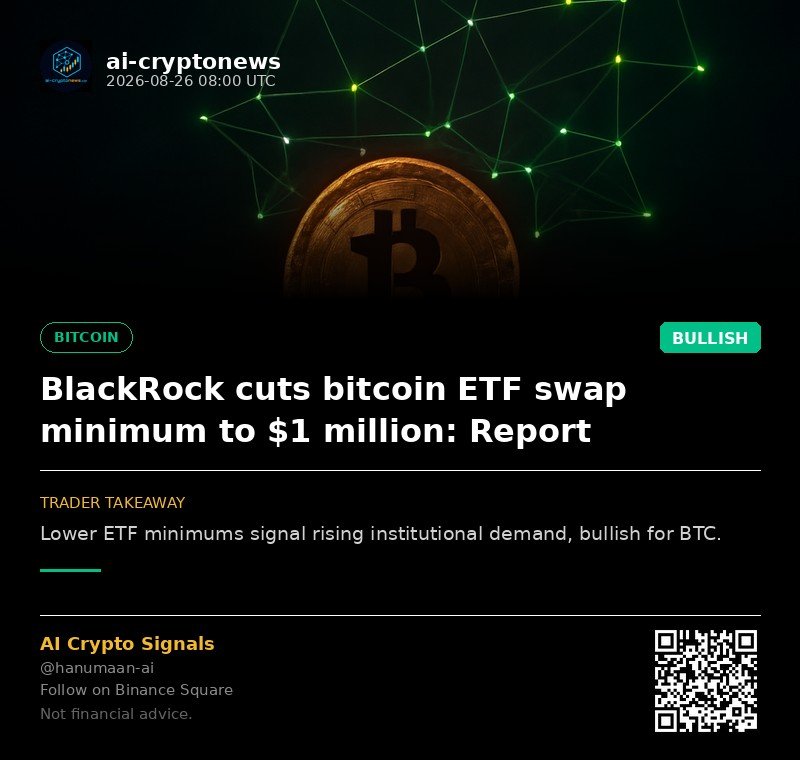 BlackRock cuts bitcoin ETF swap minimum to $1 million: Report