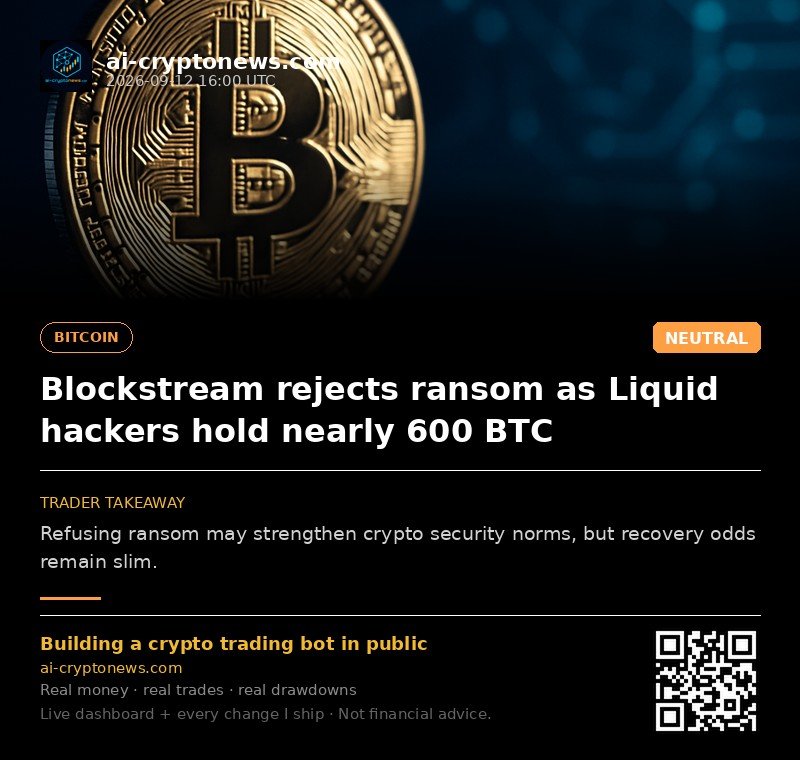 Blockstream rejects ransom as Liquid hackers hold nearly 600 BTC