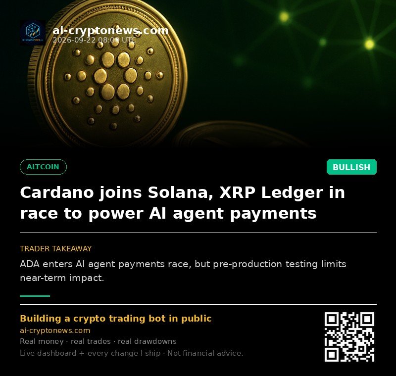 Cardano joins Solana, XRP Ledger in race to power AI agent payments