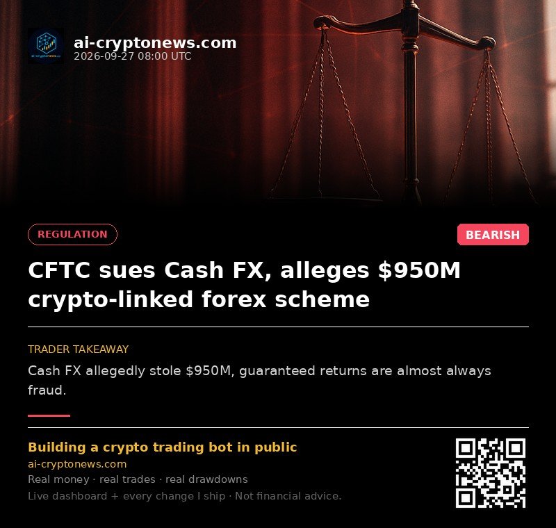 CFTC sues Cash FX, alleges $950M crypto-linked forex scheme