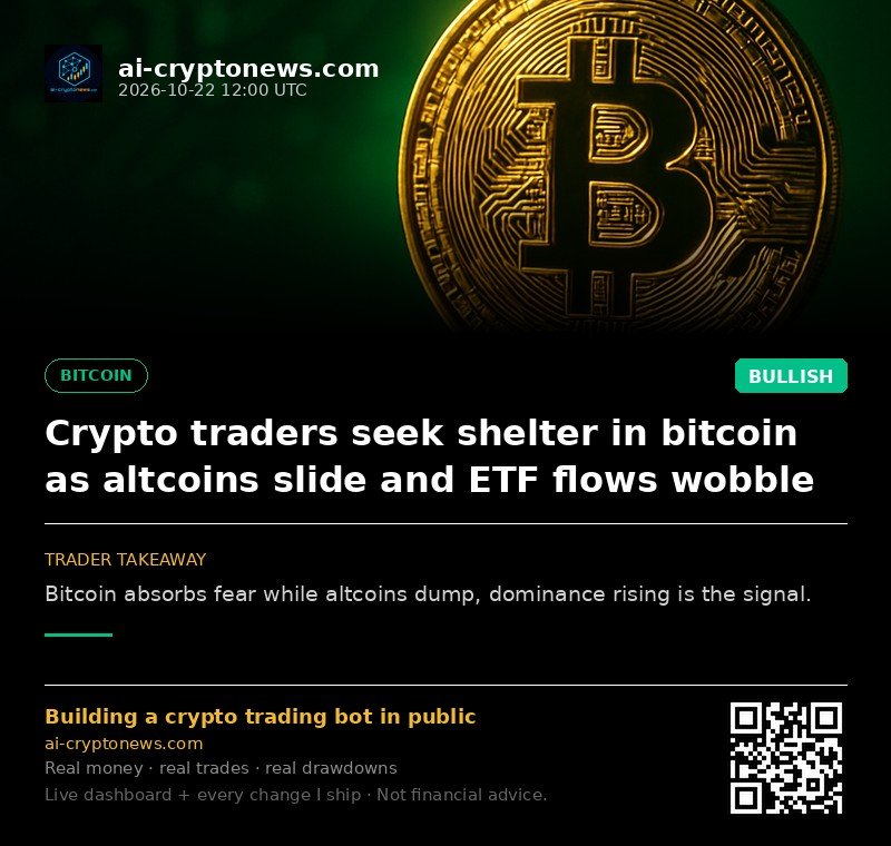 Crypto traders seek shelter in bitcoin as altcoins slide and ETF flows wobble