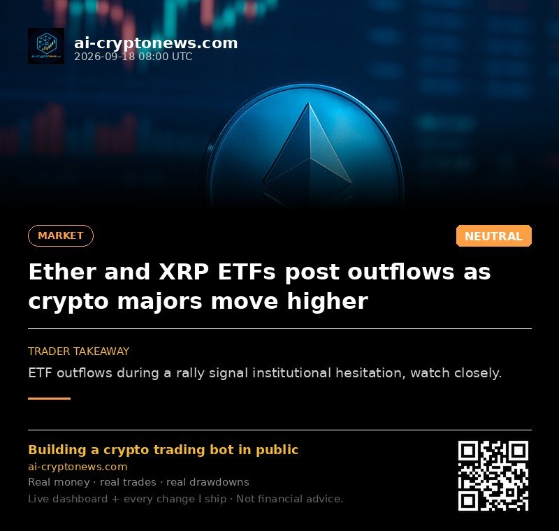 Ether and XRP ETFs post outflows as crypto majors move higher