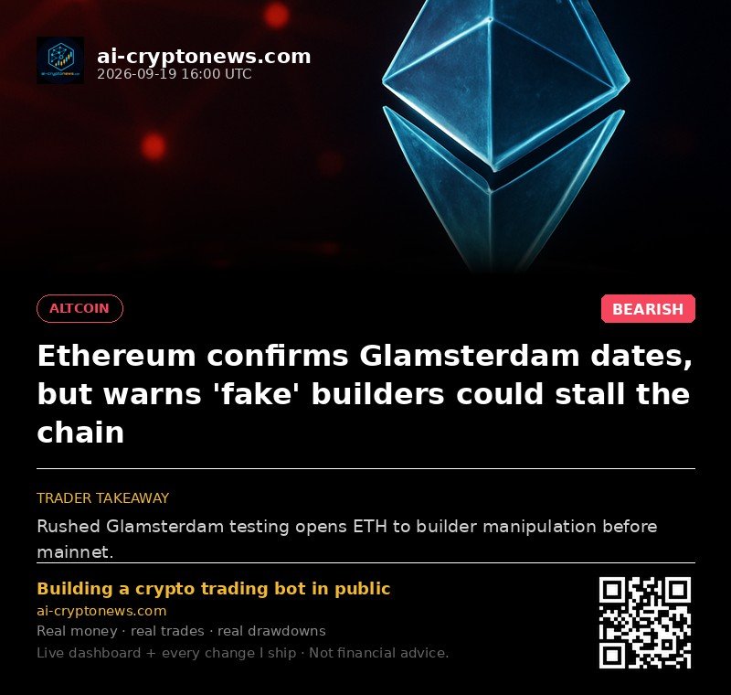 Ethereum confirms Glamsterdam dates, but warns 'fake' builders could stall the chain