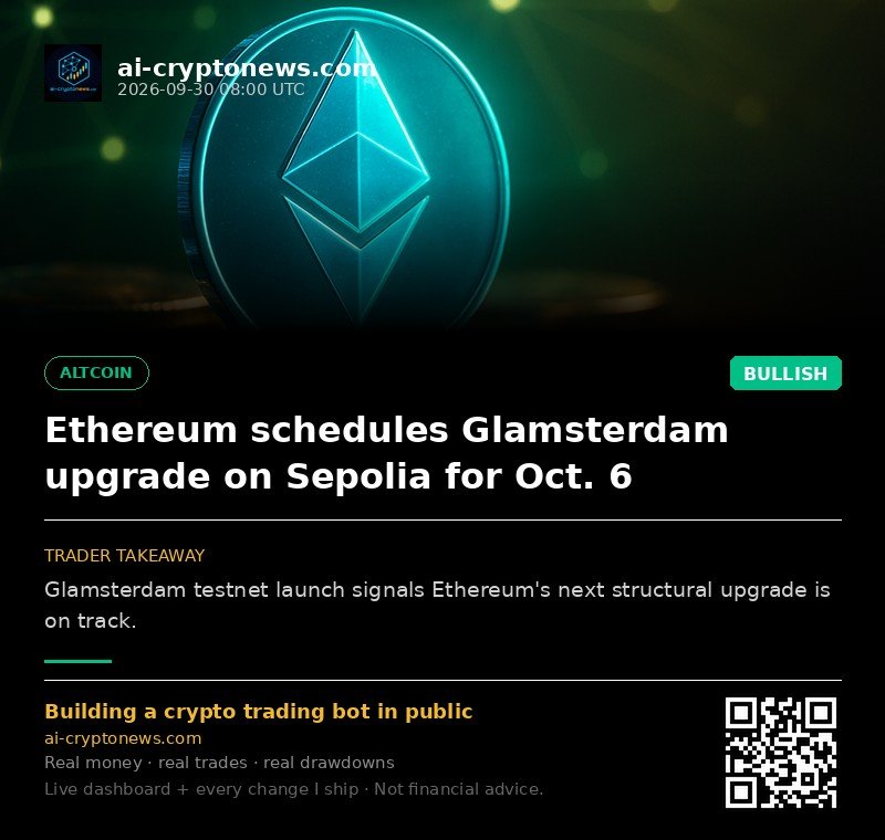 Ethereum schedules Glamsterdam upgrade on Sepolia for Oct. 6