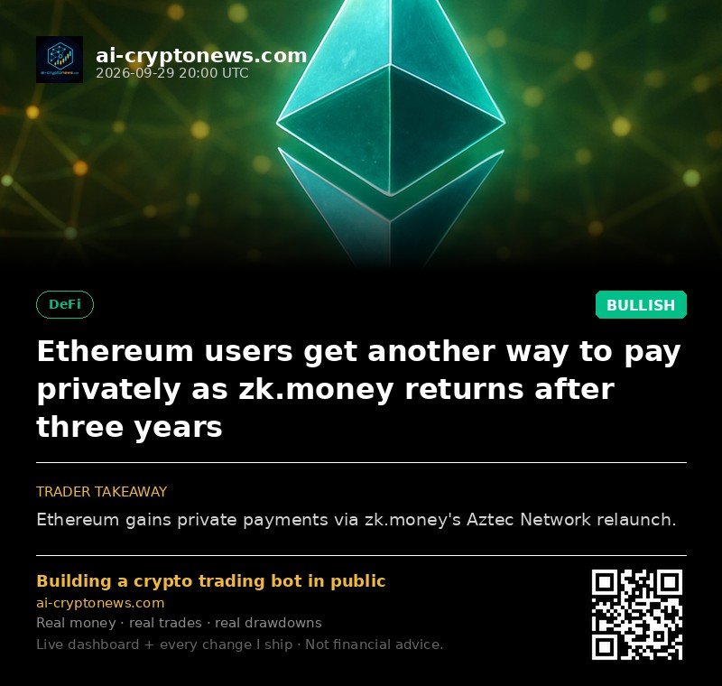 Ethereum users get another way to pay privately as zk.money returns after three years