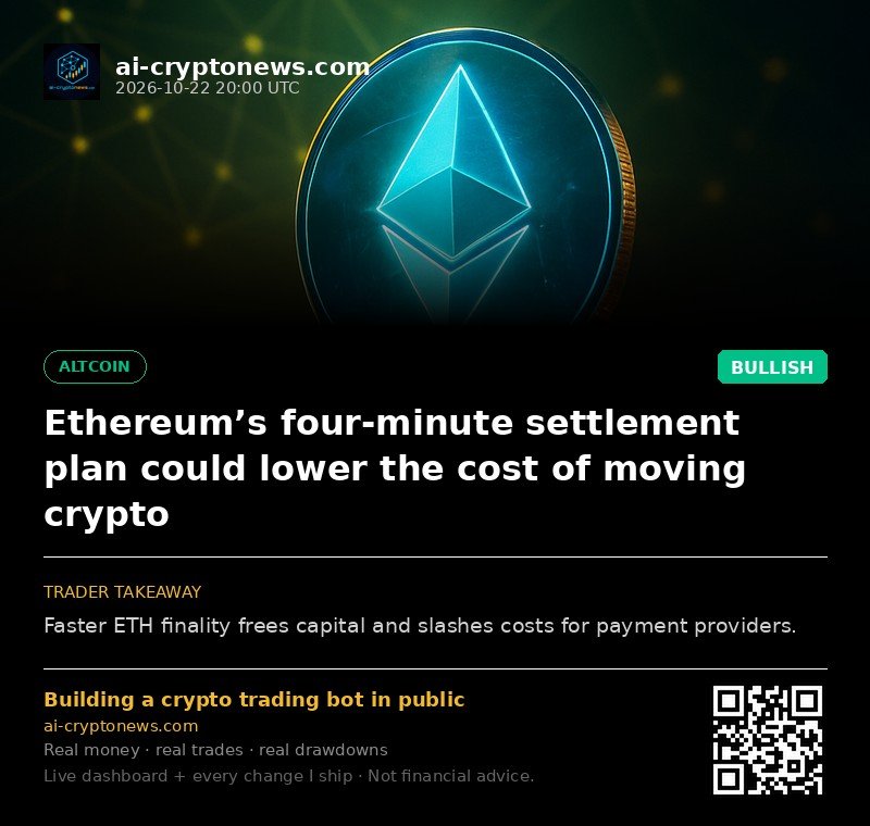 Ethereum’s four-minute settlement plan could lower the cost of moving crypto