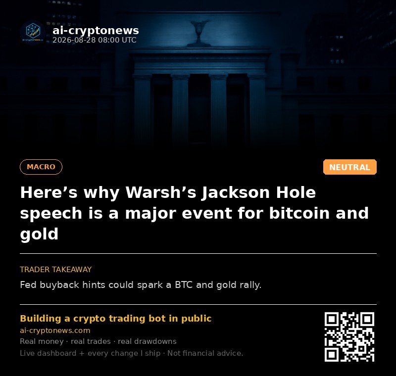 Here’s why Warsh’s Jackson Hole speech is a major event for bitcoin and gold
