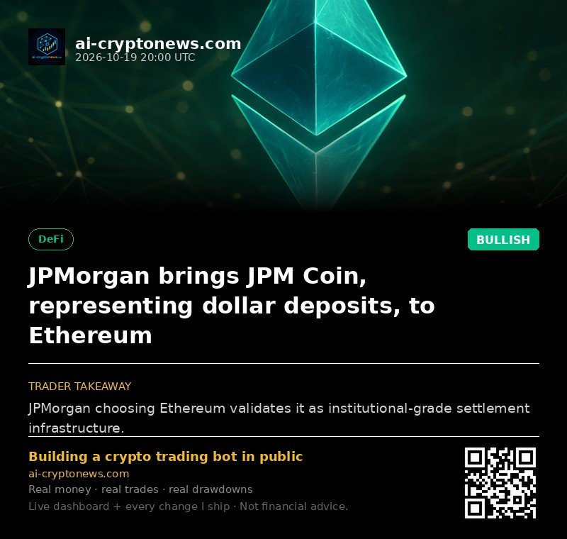 JPMorgan brings JPM Coin, representing dollar deposits, to Ethereum