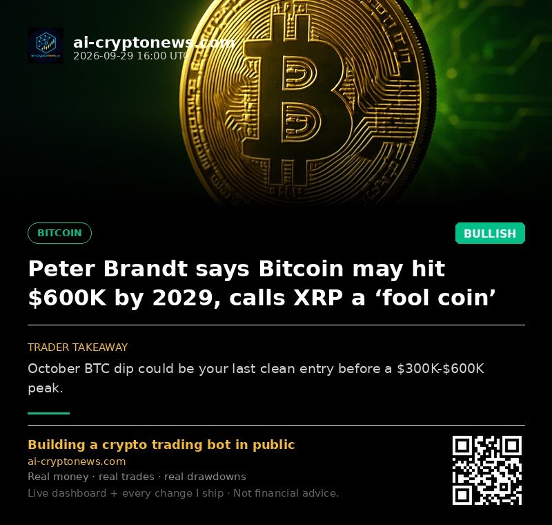 Peter Brandt says Bitcoin may hit $600K by 2029, calls XRP a ‘fool coin’