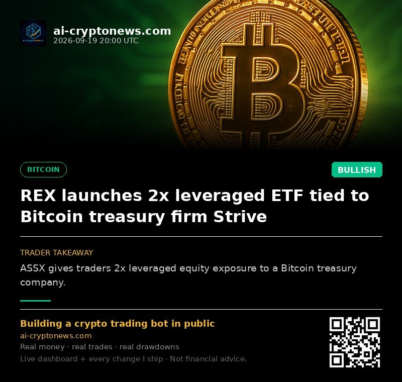 REX launches 2x leveraged ETF tied to Bitcoin treasury firm Strive