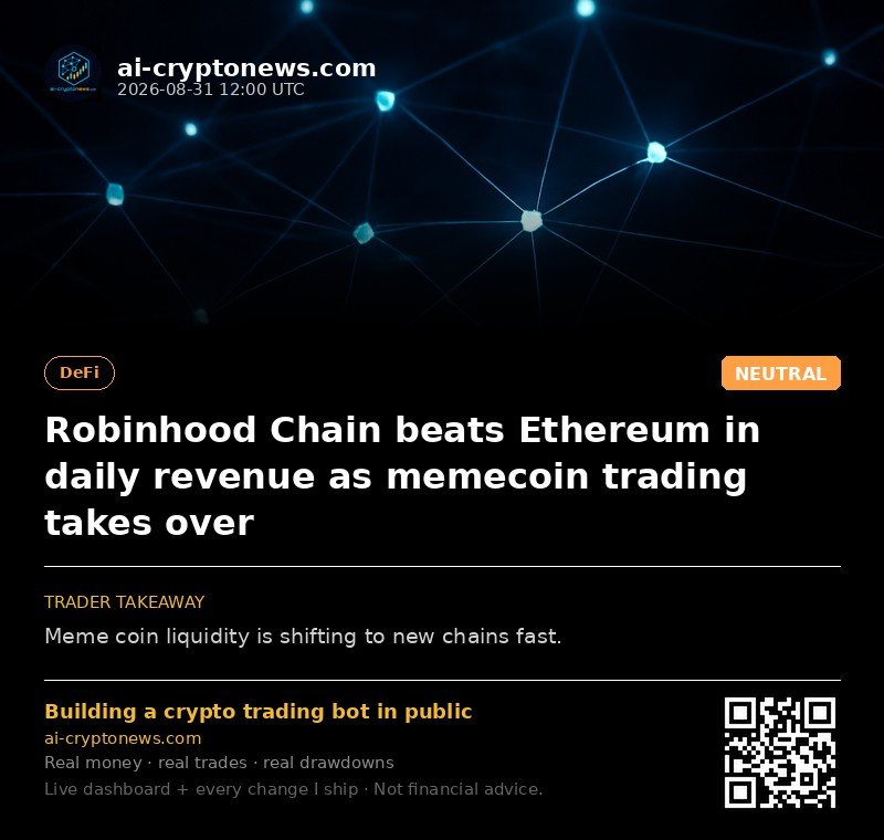 Robinhood Chain beats Ethereum in daily revenue as memecoin trading takes over