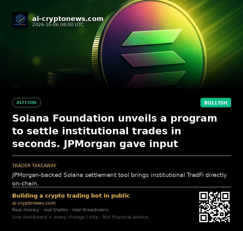 Solana Foundation unveils a program to settle institutional trades in seconds. JPMorgan gave input
