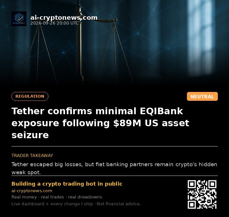 Tether confirms minimal EQIBank exposure following $89M US asset seizure