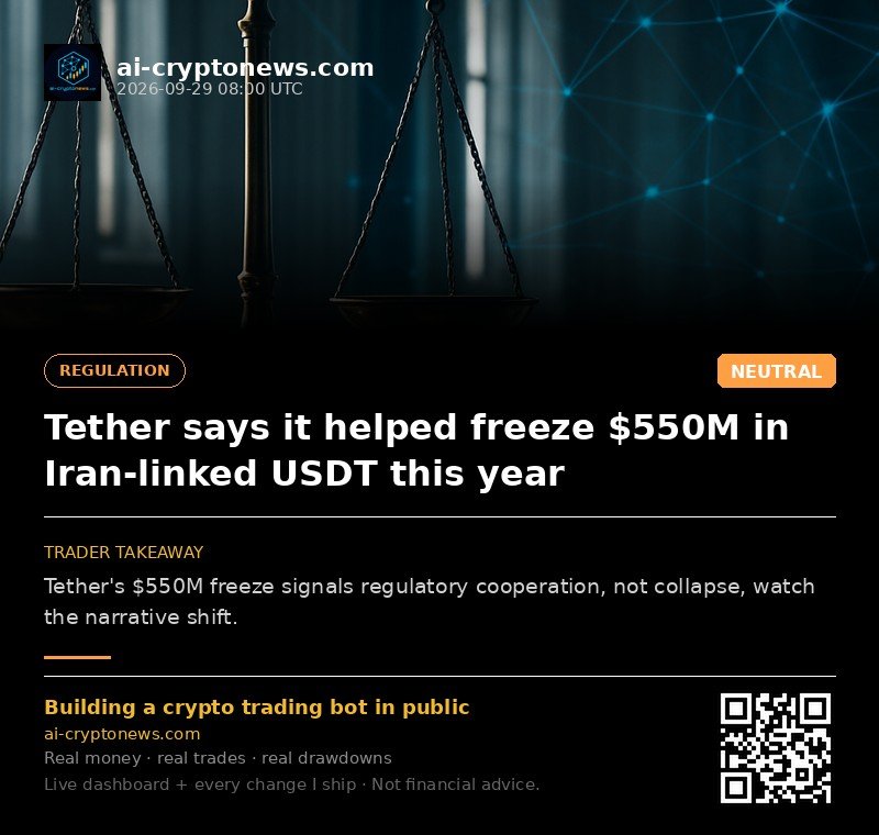 Tether says it helped freeze $550M in Iran-linked USDT this year