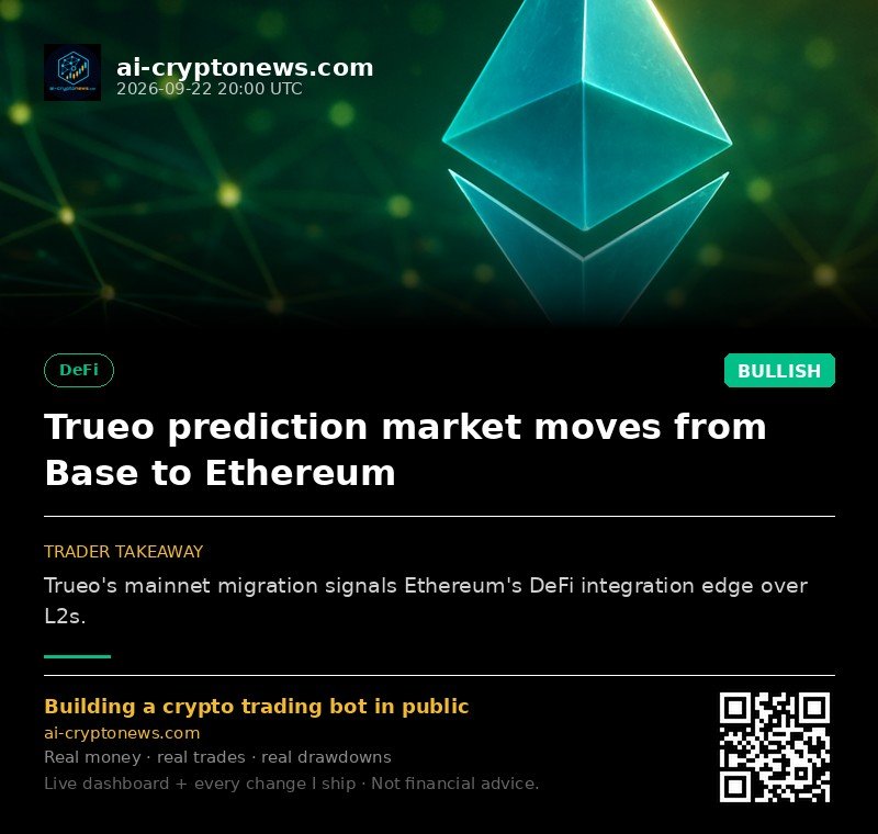 Trueo prediction market moves from Base to Ethereum
