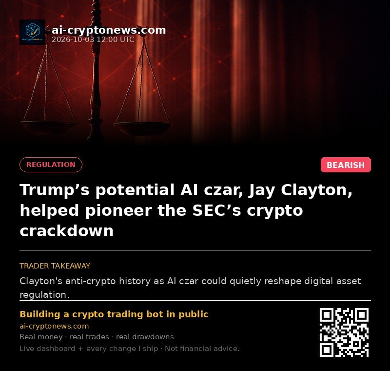 Trump’s potential AI czar, Jay Clayton, helped pioneer the SEC’s crypto crackdown